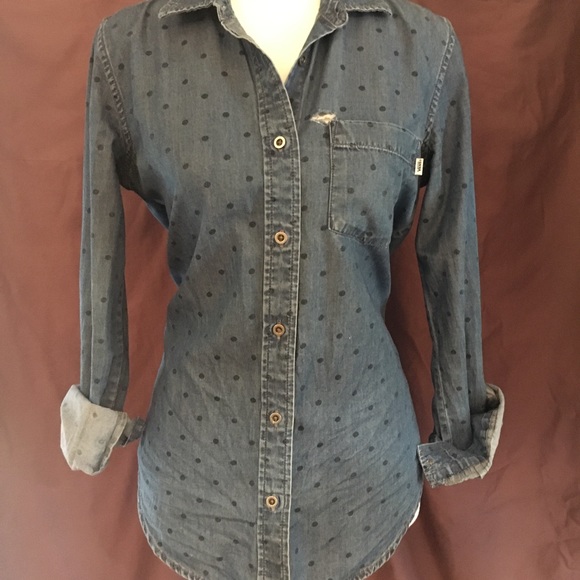 ☀️Polka Dot Denim Button Up☀️ - Picture 3 of 4